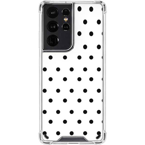 White and Black Polka Dots Galaxy S21 Ultra 5G Clear Case